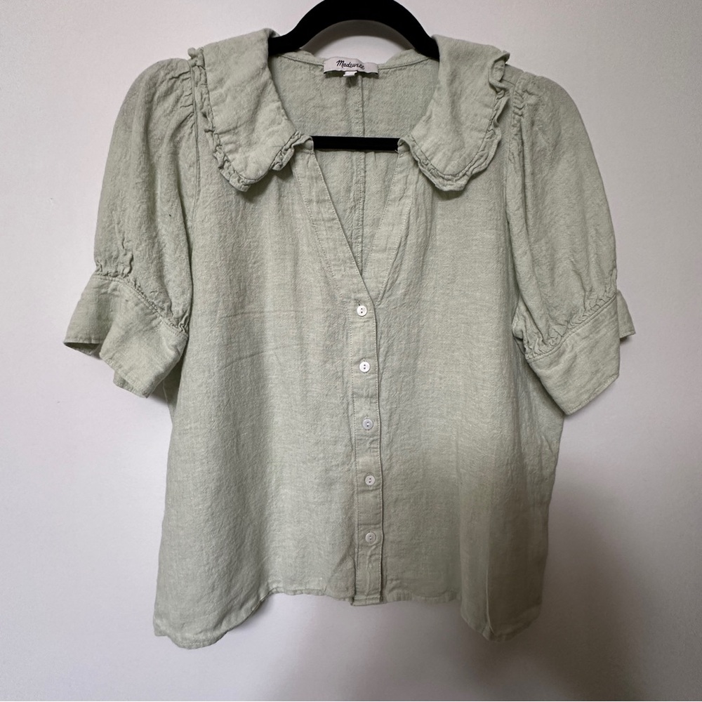 Madewell Frill Collar Puff Sleeve Blouse Size 6